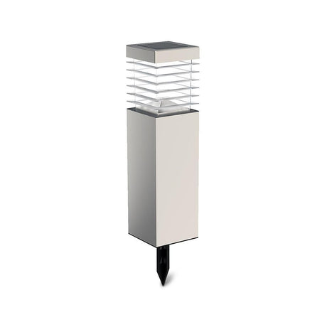 LED-Solargartenleuchte mit Spieß, 0,4 W, 6500 K, silber.