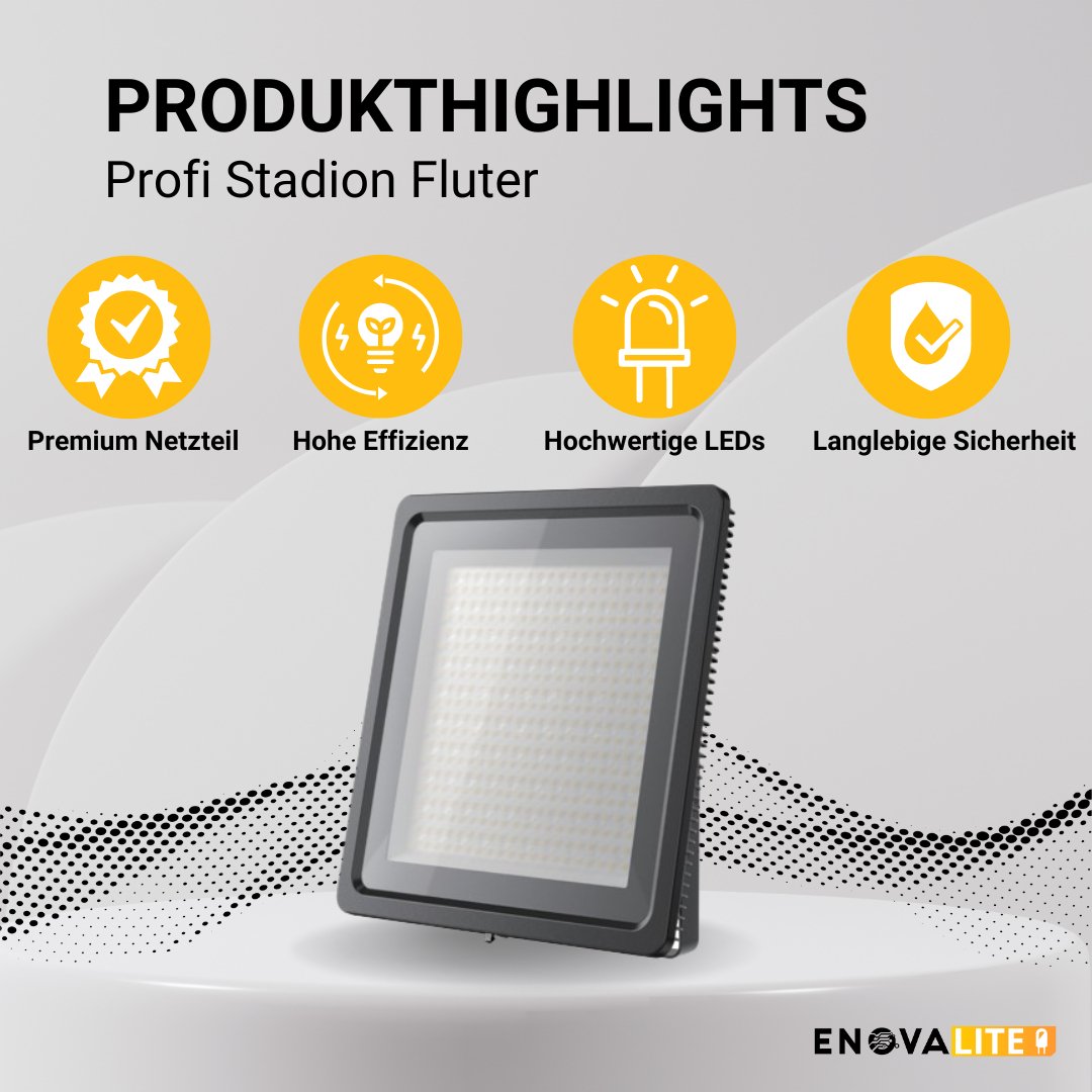 LED Stadion Fluter PRO, 400 W, 5000 K (neutralweiß), 48000 lm, IP65, Meanwell Driver, LUMILEDS LED.