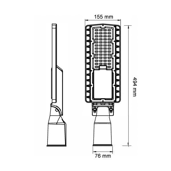 LED Straßenlampe, 50 W, 6750 lm, 5700 K  Lichttechnik24.de.