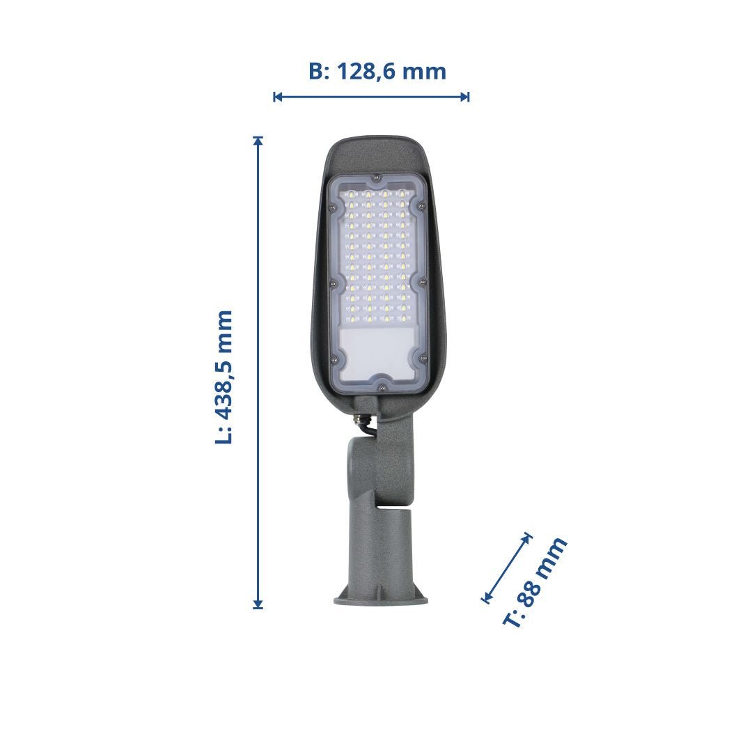 LED-Straßenleuchte, 30 W, 3000 lm, IP65, 6000 K.