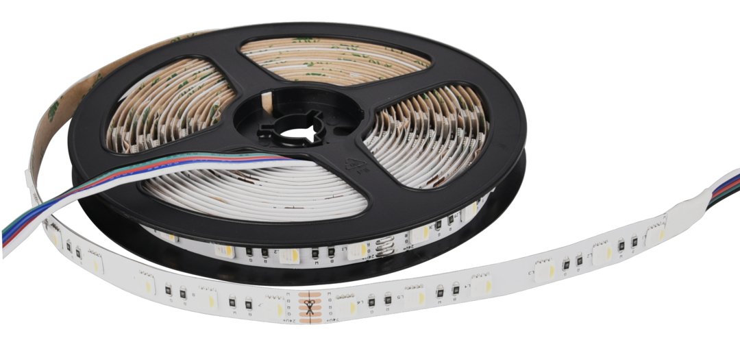 LED-Streifen, RGB und kaltweißes Licht, 5 Meter Länge, 60LED/m, 24 V, 10 mm.