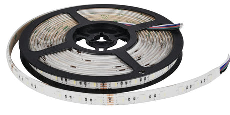 LED-Streifen, RGB und kaltweißes Licht, 5 Meter Länge, IP54, 60LED/m, 24 V, 10 mm.