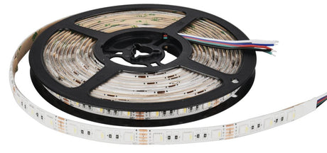 LED-Streifen, RGB und neutralweißes Licht, 5 Meter Länge, IP54, 60LED/m, 12 V, 10 mm.