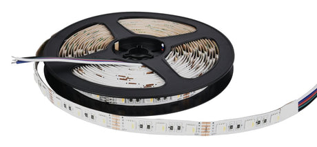 LED-Streifen, RGB und warmweißes Licht, 5 Meter Länge, 60LED/m, 12 V, 10 mm.