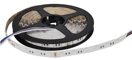 LED-Streifen, RGB und warmweißes Licht, 5 Meter Länge, 60LED/m, 24 V, 10 mm.