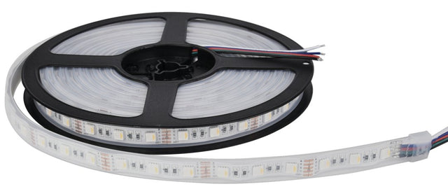 LED-Streifen, RGB und warmweißes Licht, 5 Meter Länge, IP65, 60LED/m, 24 V, 10 mm.