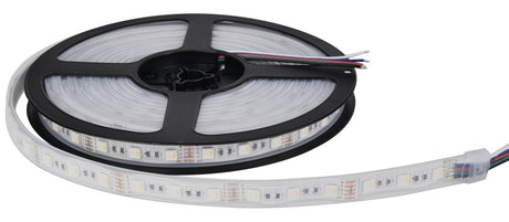 LED-Streifen, RGB und warmweißes Licht, 5 Meter Länge, IP65, 60LED/m, 24 V, 10 mm  Lichttechnik24.de.