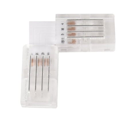 LED-Streifen Verbinder, L-förmig, 4 polig, für 8 mm RGB LED-Streifen geeignet.