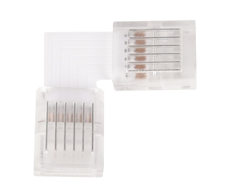 LED-Streifen Verbinder, L-förmig, 6 polig, für 12 mm RGB + CCT LED-Streifen geeignet.