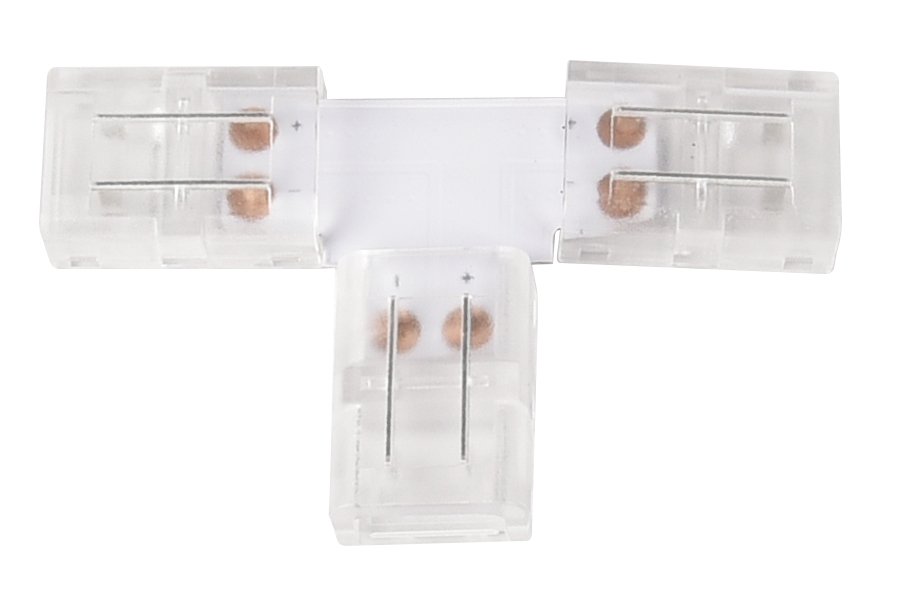 LED-Streifen Verbinder, T-förmig, 2 polig, für 8 mm LED-Streifen geeignet.
