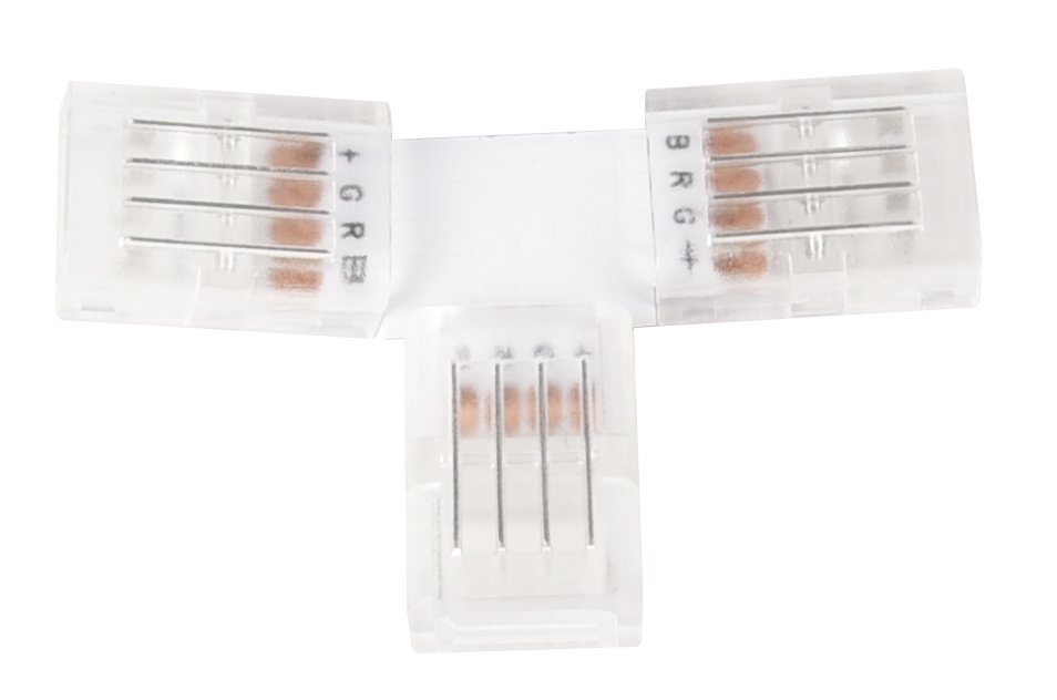 LED-Streifen Verbinder, T-förmig, 4 polig, für 10 mm RGB LED-Streifen geeignet.