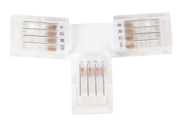 LED-Streifen Verbinder, T-förmig, 4 polig, für 10 mm RGB LED-Streifen geeignet.