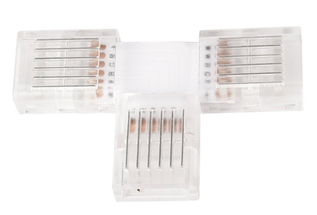 LED-Streifen Verbinder, T-förmig, 6 polig, für 12 mm RGB + CCT LED-Streifen geeignet.