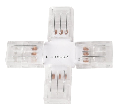 LED-Streifen Verbinder, X-förmig, 3 polig, für 10 mm CCT LED-Streifen geeignet.
