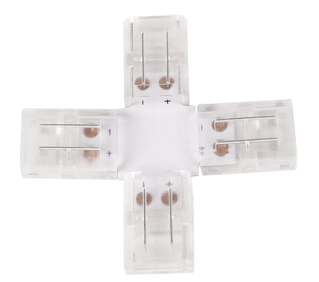 LED-Streifen Verbinder, X-förmig, 4 polig, für 8 mm RGB LED-Streifen geeignet.