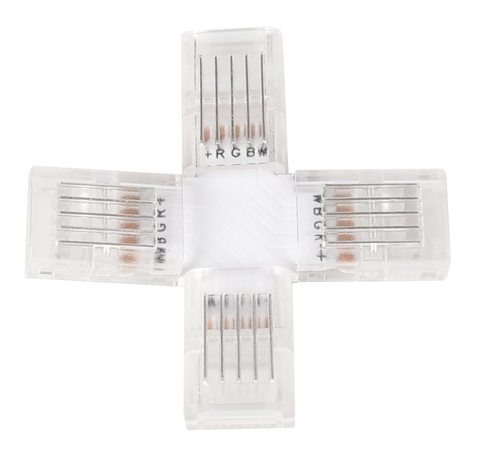 LED-Streifen Verbinder, X-förmig, 5 polig, für 10 mm RGB + einfarbige LED-Streifen geeignet.