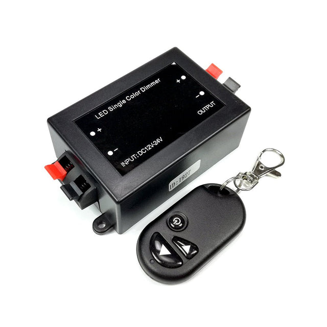 LED Stripe Dimmer mit Fernbedienung, schwarz, IP20, 9-24 V, 72-192 W, 1-Kanal.