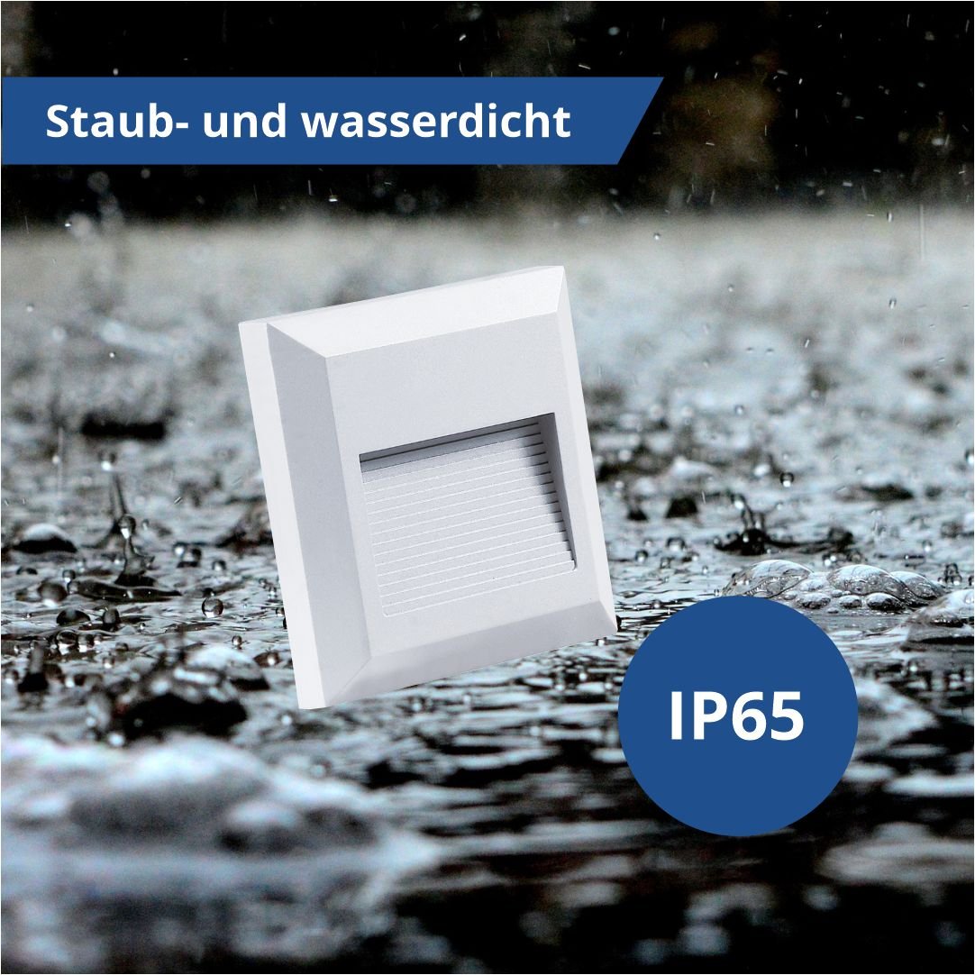 LED Stufenleuchte, 2 W, 80 lm, IP65, warmweiß (3000K), weiß, rechteckig.