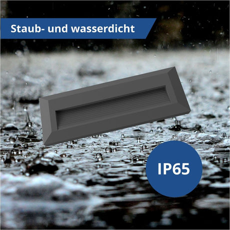 LED Stufenleuchte, 3 W, 100 lm, IP65, neutralweiß (4200K), schwarz, rechteckig.
