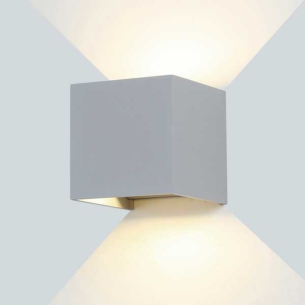 LED Wandleuchte, 12 W, IP54, 1320 lm, 3000K, grau.