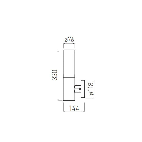 LED Wandleuchte E27, Gartenleuchte gerade, IP54, Edelstahloptik.
