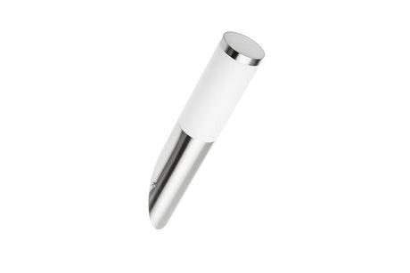 LED Wandleuchte E27, Gartenleuchte schräg, IP54, Edelstahloptik.