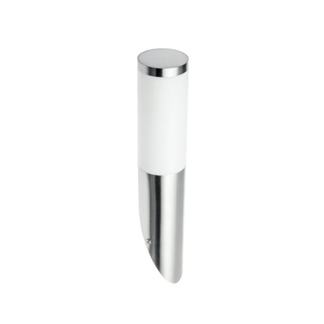 LED Wandleuchte E27, Gartenleuchte schräg, IP54, Edelstahloptik.