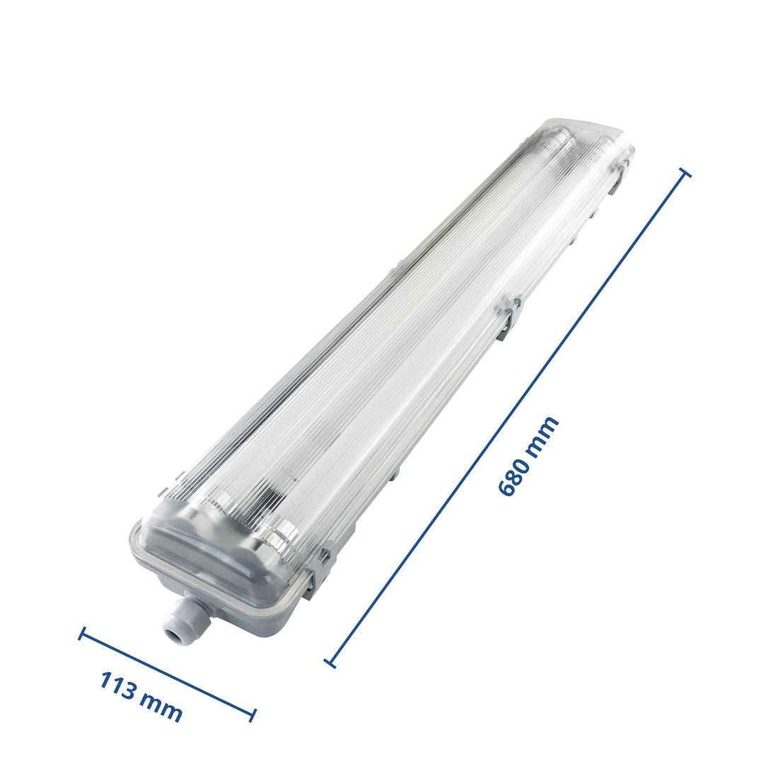 LED-Wannenleuchte, 18 W, 1600 lm, 4500 K, 68,0 cm, IP65, 2 flammig.
