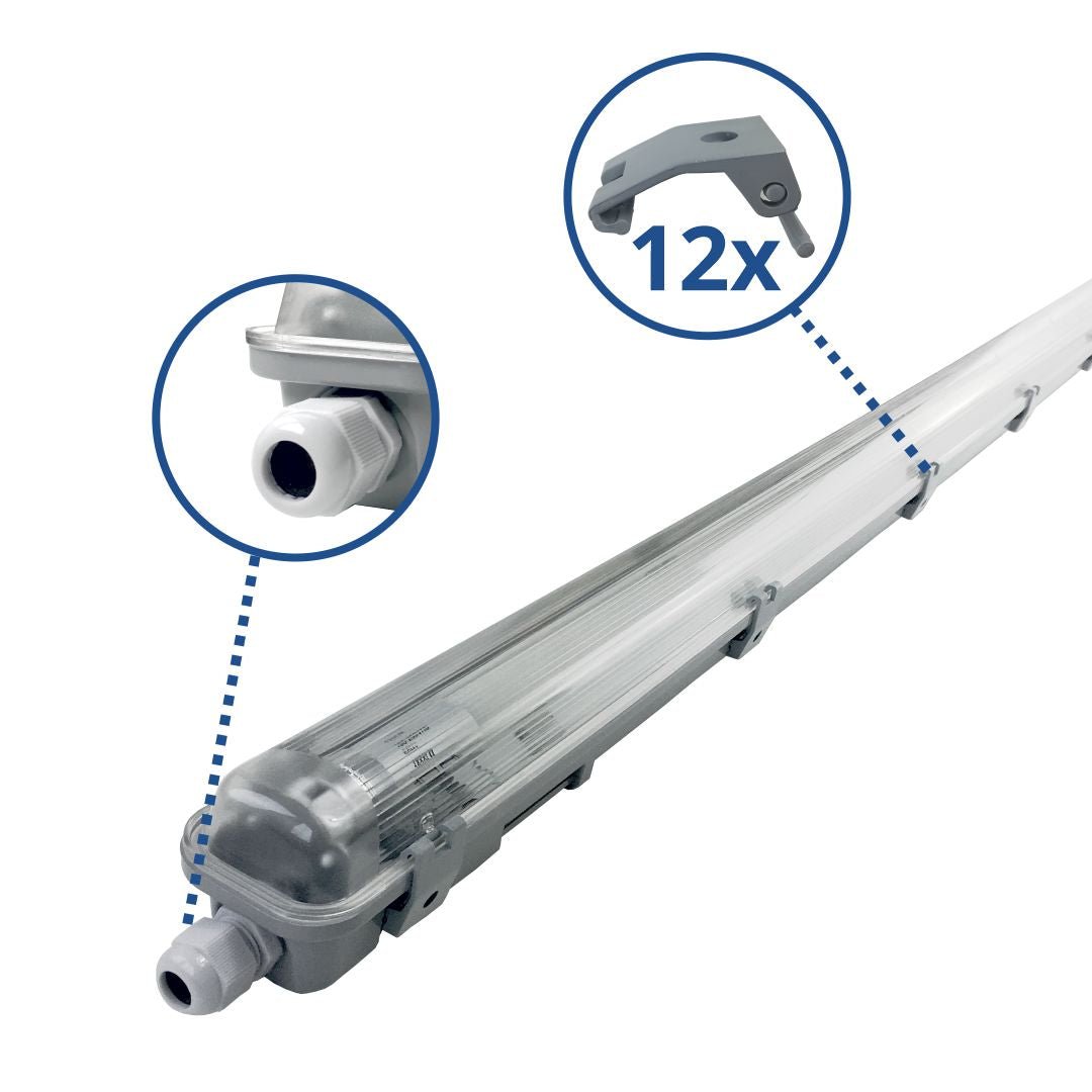 LED-Wannenleuchte, 18 W, 1600 lm, 6000 K, 128,5 cm, IP65, 1 flammig.