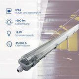 LED-Wannenleuchte, 18 W, 1600 lm, 6000 K, 128,5 cm, IP65, 1 flammig  Lichttechnik24.de.