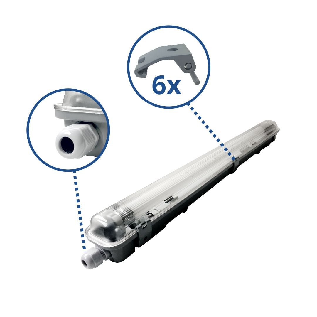 LED-Wannenleuchte, 9 W, 800 lm, 6000 K, 68,0 cm, IP65, 1 flammig.