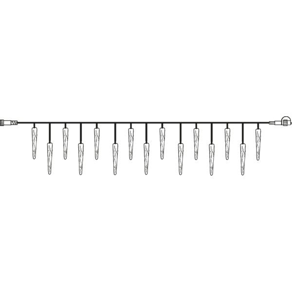 Lichtervorhang mit Eiszapfen, IP44, warmweiß.