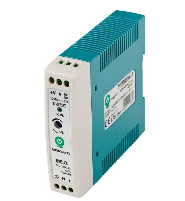 MeanWell, Hutschienennetzteil, 12 V, 20 W.