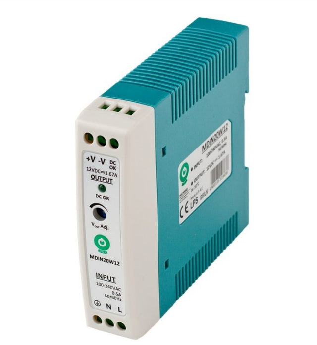 MeanWell, Hutschienennetzteil, 12 V, 20 W.