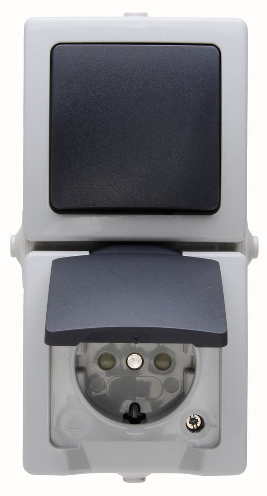 NAUTIC, Aus- Wechselschalter-Steckdosenkombination, AP, grau.