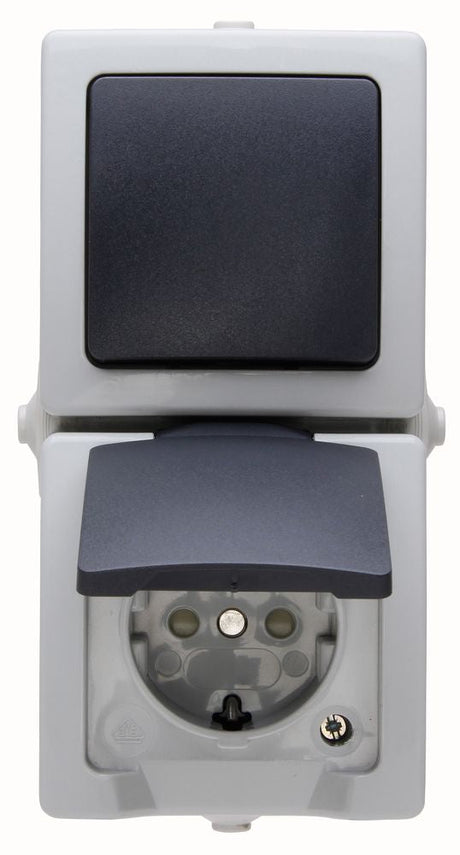 NAUTIC, Aus- Wechselschalter-Steckdosenkombination, AP, grau.