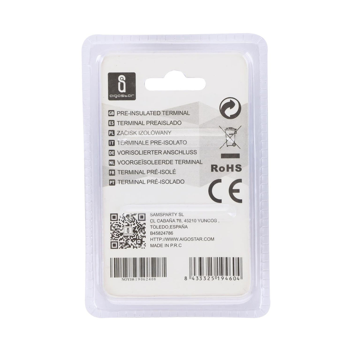 Rundsteckverbinder, isoliert, 20 Stk., 1,25 - 4 mm², 20 x 6,8 x 4,3 mm, gelb.