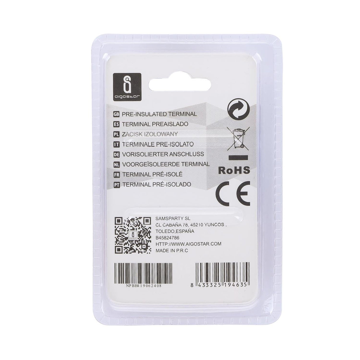 Rundsteckverbinder, isoliert, 20 Stk., 2 - 4 mm², 20,4 x 6,7 x 4,9 mm, gelb.