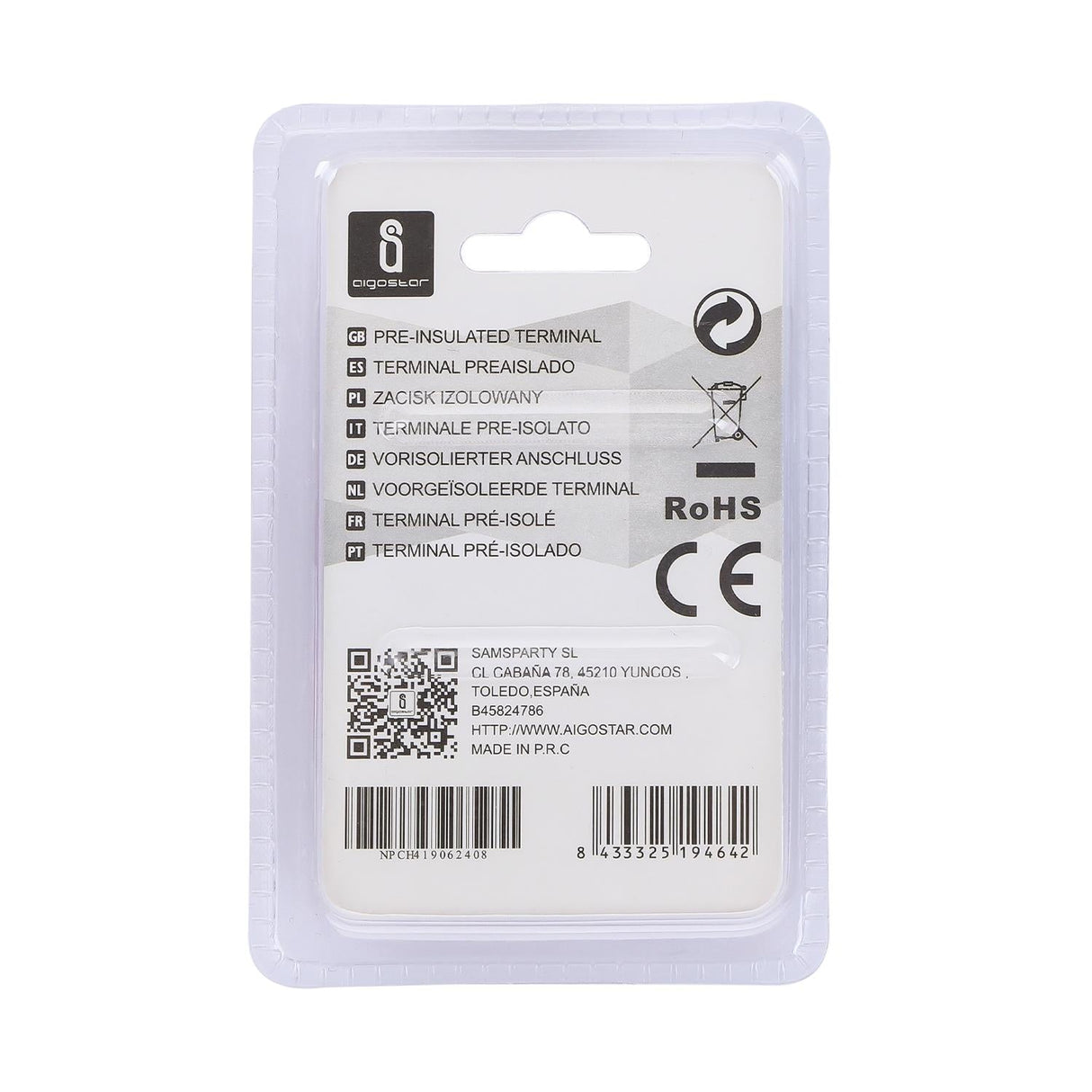 Rundsteckverbinder, isoliert, 20 Stk., 2 - 4 mm², 20,4 x 6,7 x 4,9 mm, rot.