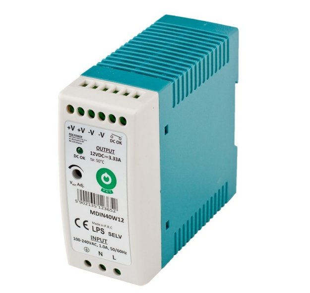 Schaltnetzteil, Hutschiene, 40 W, 12 V, 3,33 A.