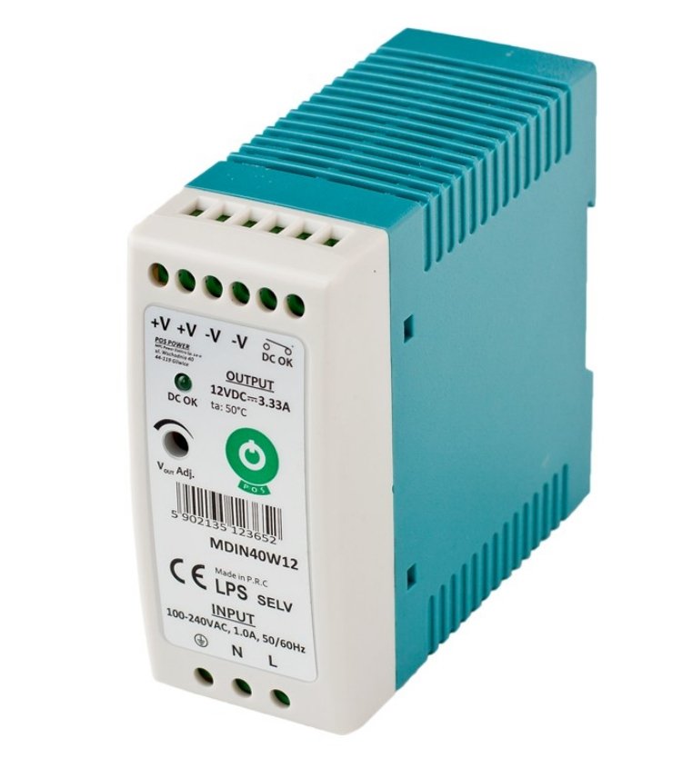 Schaltnetzteil, Hutschiene, 60 W, 12 V, 5 A.