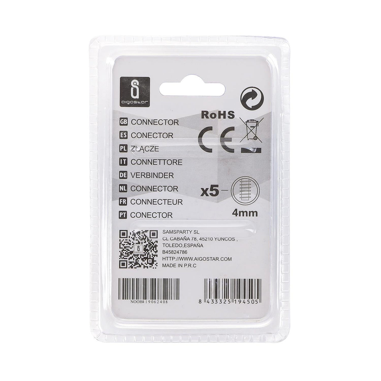 Schraubverbinder, 2 Stk., Ø 4 mm, 5-polig, transparent.