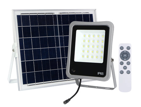 Solar-LED-SMD-Fluter mit Fernbedienung, 30 W, 2400 lm, IP65, 6000 K  Lichttechnik24.de.
