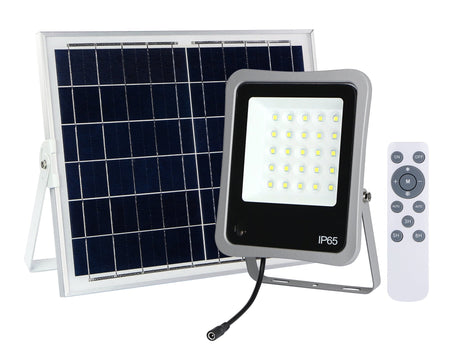 Solar-LED-SMD-Fluter mit Fernbedienung, 30 W, 2400 lm, IP65, 6000 K.