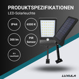 Solar-Wandleuchte mit PIR-Sensor, 8 Stunden Lichtzeit, IP44-geschützt und in kaltweiß  Lichttechnik24.de.