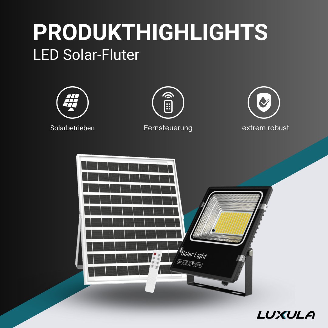 Solarstrahler, LED-Fluter, Solar mit Akku, 6 W PV, 700 lm, 6500K, IP66  Lichttechnik24.de.