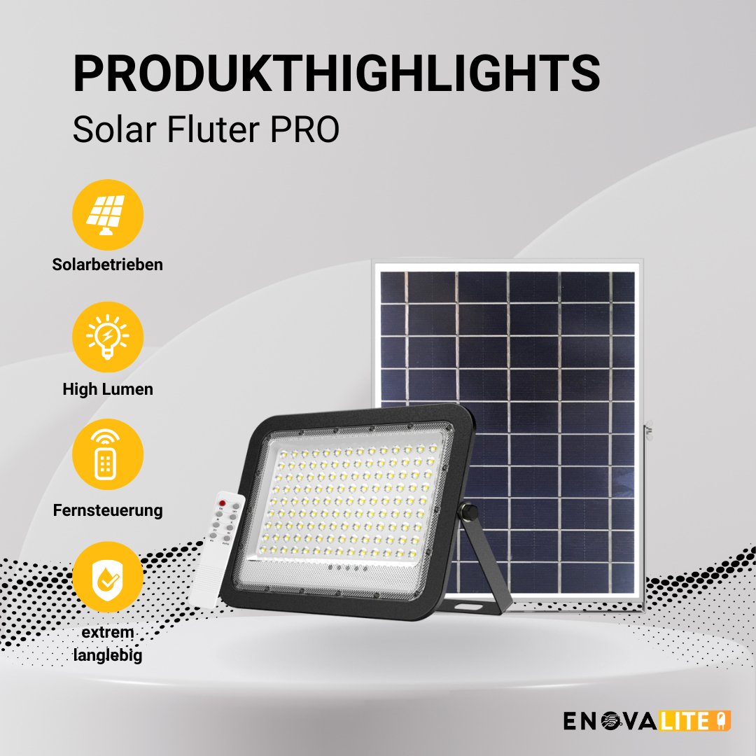 Solarstrahler PRO, LED-Fluter, Solar mit Akku, 30 W PV, 3800 lm, 6500K, IP65, Aludruckguss  Lichttechnik24.de.