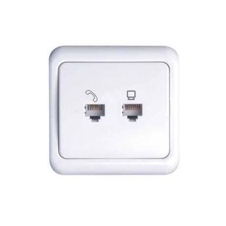 Steckdose für 1 Telefon- und 1 Datenendgerät, weiß.