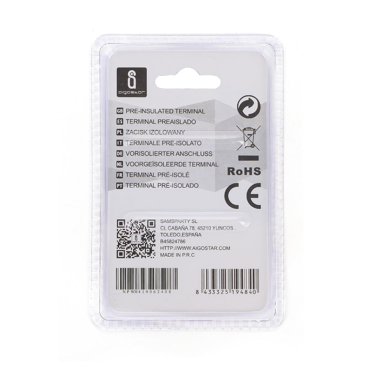 Stiftkabelschuhe, isoliert, 15 Stk., PTV 5,5-13 mm, 25,5 x 6,7 x 6,7 mm, gelb.