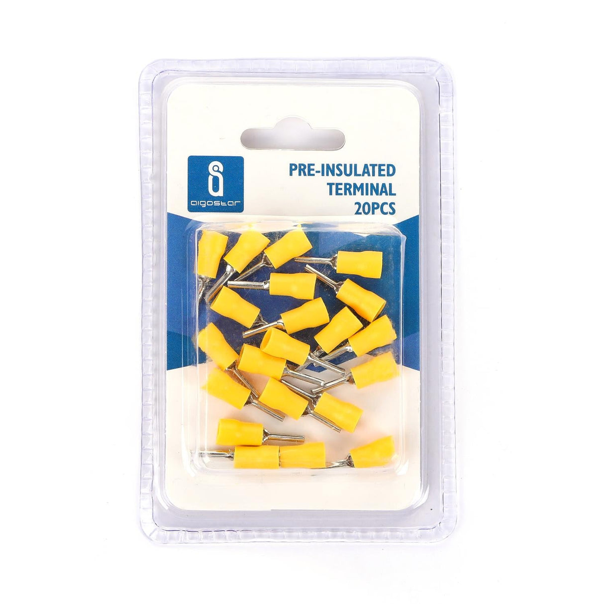 Stiftkabelschuhe, isoliert, 20 Stk., PTV 2-10 mm, 20 x 4,3 x 4,3 mm, gelb.